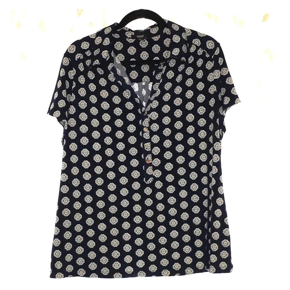 Navy and white slinky polo